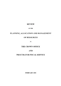 Planning, Allocation and Management of Resources