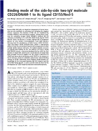 Binding Mode of the Side-By-Side Two-Igv Molecule CD226/DNAM-1 to Its Ligand CD155/Necl-5