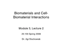 Biomaterials and Cell- Biomaterial Interactions