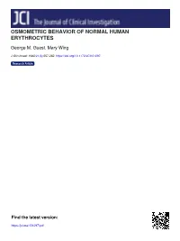 Osmometric Behavior of Normal Human Erythrocytes