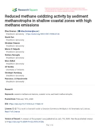 Reduced Methane Oxidizing Activity by Sediment Methanotrophs in Shallow Coastal Zones with High Methane Emissions