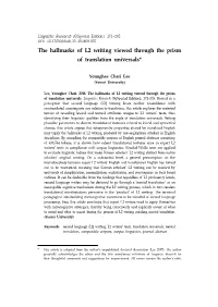 The Hallmarks of L2 Writing Viewed Through the Prism of Translation Universals