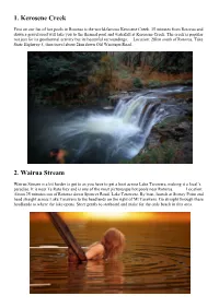 1. Kerosene Creek 2. Wairua Stream