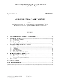 An Introduction to Cryogenics