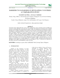 Barriers to E-Learning in Developing Countries: a Comparative Study