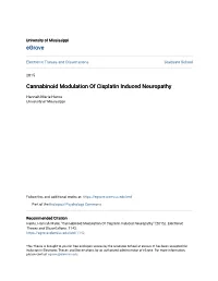 Cannabinoid Modulation of Cisplatin Induced Neuropathy