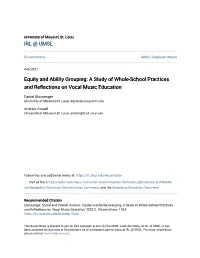 Equity and Ability Grouping: a Study of Whole-School Practices and Reflections on Vocal Music Education