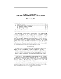 Patent Uncertainty: Toward a Framework with Applications