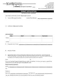PERMIT APPLICATION All Fields Are to Be Completed