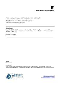 Rail Privatisation – How Is It Going?