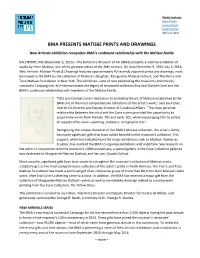 Bma Presents Matisse Prints and Drawings