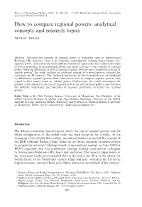 How to Compare Regional Powers: Analytical Concepts and Research Topics