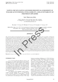 Native and Non-Native Listeners Perceptual Judgement of English Accentedness, Intelligibility, and Acceptability of Indonesian Speakers