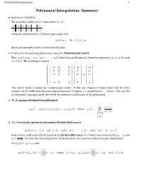 Polynomial Interpolation: Summary ∏
