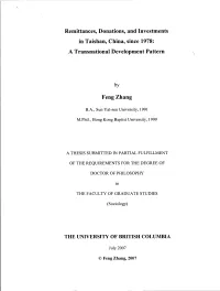Remittances, Donations, and Investments in Taishan, China, Since 1978: a Transnational Development Pattern
