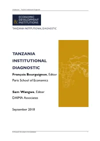 Table of Contents of the Tanzania Study Lists the Various Chapters and Their Authors and Discussants