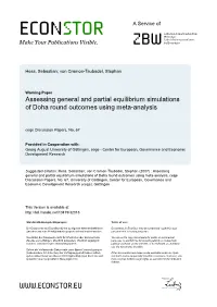 Assessing General and Partial Equilibrium Simulations of Doha Round Outcomes Using Meta-Analysis