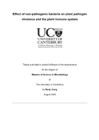 Effect of Non-Pathogenic Bacteria on Plant Pathogen Virulence and The