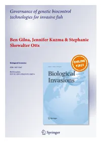 Governance of Genetic Biocontrol Technologies for Invasive Fish Ben