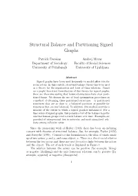 Structural Balance and Partitioning Signed Graphs