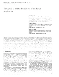 Towards a Unified Science of Cultural Evolution