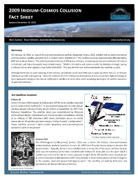 2009 Iridium-Cosmos Collision Fact Sheet