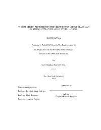 'A Mere Clerk': Representing the Urban Lower-Middle-Class