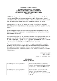 A370 Bridgwater Road Lympsham) (Parishes of Lympsham and East Brent) (Revocation, 50Mph and 40Mph Speed Limit) Order 2020