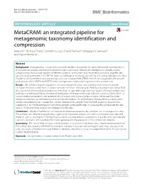 An Integrated Pipeline for Metagenomic Taxonomy Identification and Compression Minji Kim1* , Xiejia Zhang1,Jonathang.Ligo1, Farzad Farnoud2, Venugopal V