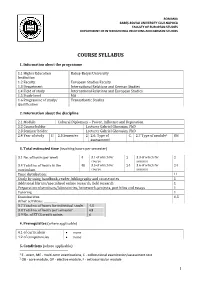 Course Syllabus