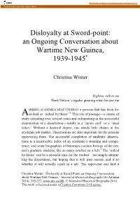 Disloyalty at Sword-Point: an Ongoing Conversation About Wartime New Guinea, 1939-1945*