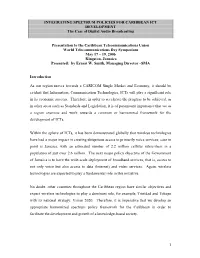 INTEGRATING SPECTRUM POLICIES for CARIBBEAN ICT DEVELOPMENT the Case of Digital Audio Broadcasting