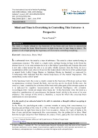 Mind and Time Is Everything in Controlling This Universe- a Perspective