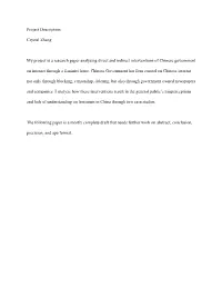 Project Description Crystal Zhang My Project Is a Research Paper