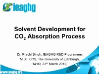 Solvent Development for CO Absorption Process