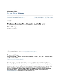 The Basic Elements of the Philosophy of Alfred J. Ayer