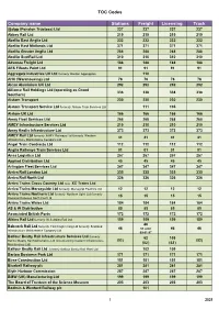 TOC Codes Company Name Stations Freight Licensing Track