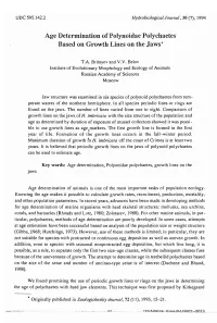 Age Determination of Polynoidae Polychaetes Based on Growth Lines on the Jaws'