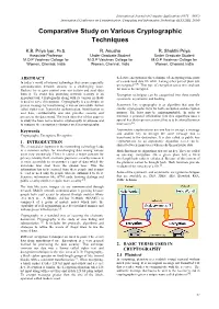 Comparative Study on Various Cryptographic Techniques