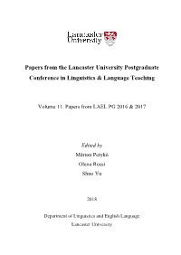 Papers from the Lancaster University Postgraduate Conference in Linguistics & Language Teaching
