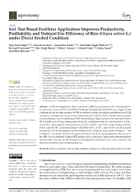 Soil Test Based Fertilizer Application Improves Productivity, Profitability and Nutrient Use Efficiency of Rice (Oryza Sativa L.) Under Direct Seeded Condition