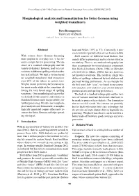 Morphological Analysis and Lemmatization for Swiss German Using Weighted Transducers
