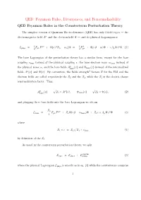 QED: Feynman Rules, Divergences, and Renormalizability QED Feynman Rules in the Counterterm Perturbation Theory
