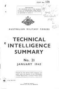 Technical * Intelligence Summary