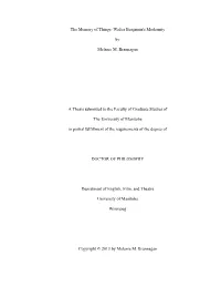 The Memory of Things: Walter Benjamin's Modernity