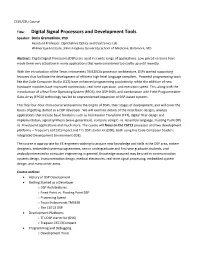 Title: Digital Signal Processors and Development Tools