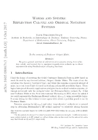 Worms and Spiders: Reflection Calculi and Ordinal Notation Systems
