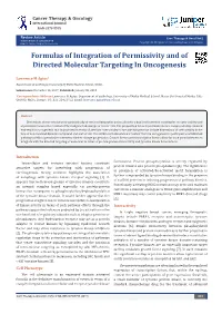 Formulas of Integration of Permissivity and of Directed Molecular Targeting in Oncogenesis