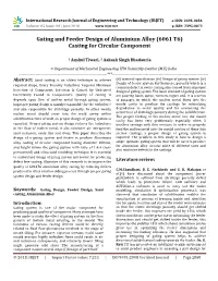 Gating and Feeder Design of Aluminium Alloy (6061 T6) Casting for Circular Component