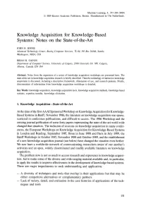 Knowledge Acquisition for Knowledge-Based Systems: Notes on the State-Of-The-Art